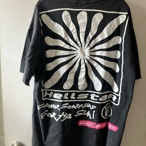 Hellstar Records Graphic T-Shirt with White and Pink Accents